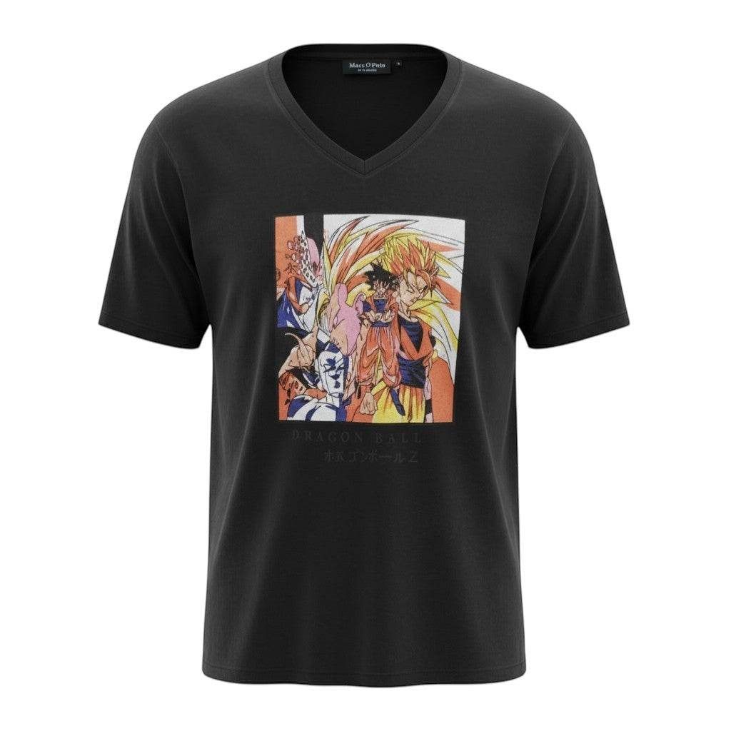 Premium V-Neck Anime Graphic Tee | Unisex Classic Black (Size XL)