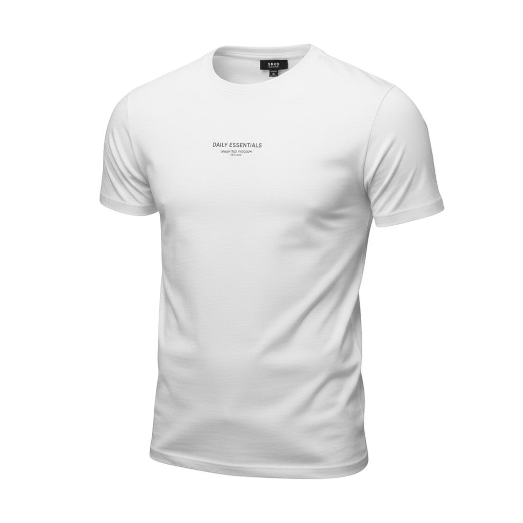 "Daily Essentials" Premium Signature Tee | Unisex Crisp White (Size S)