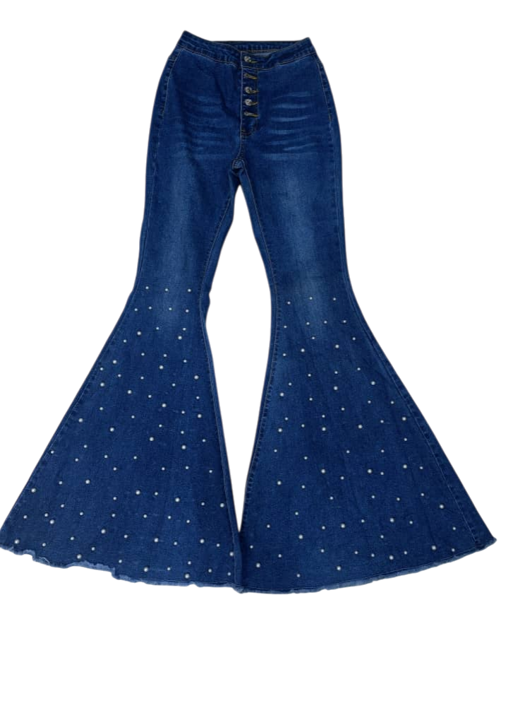 Shein Jeans: Pearl-Encrusted Mega Flare