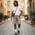 Urban Grey Slim-Fit Denim Shorts