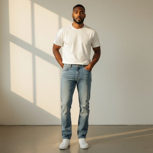 Classic Light Wash Straight-Leg Denim