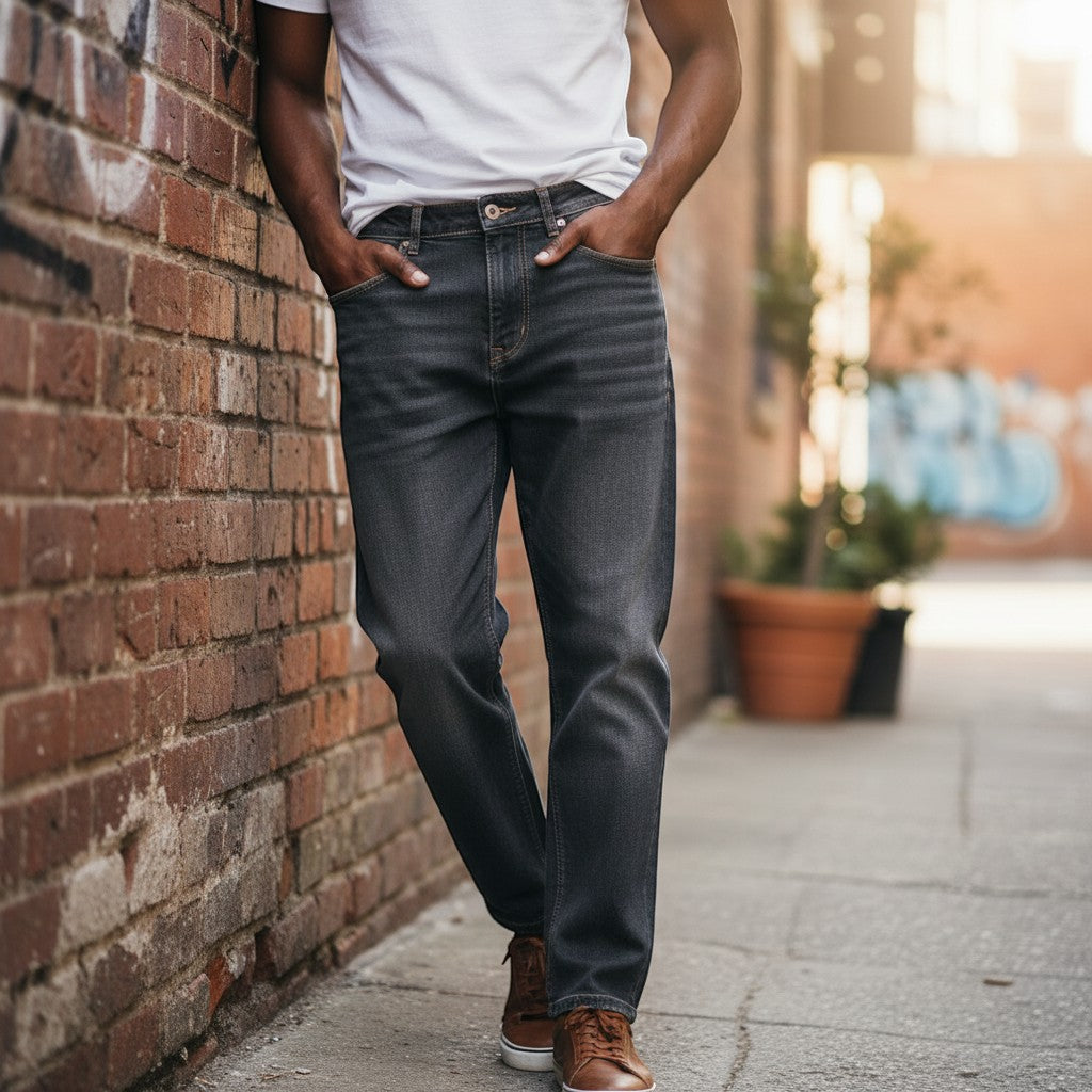 Midnight Charcoal Slim-Tapered Jeans