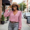 Petal Pink Swiss Dot Ruffle Top (Dusty Rose)