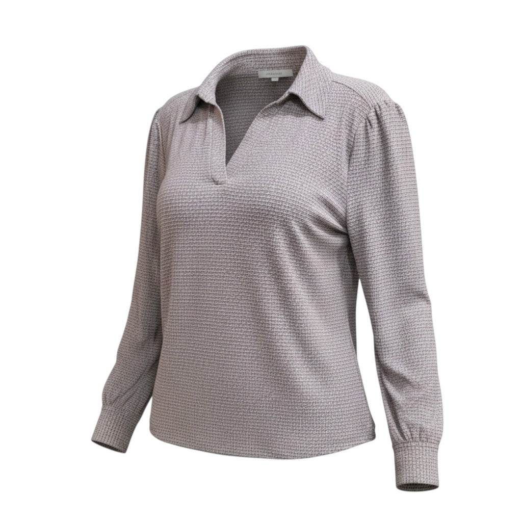 Textured Mauve V-Neck Lycra Top (Dusty Rose / Heather)