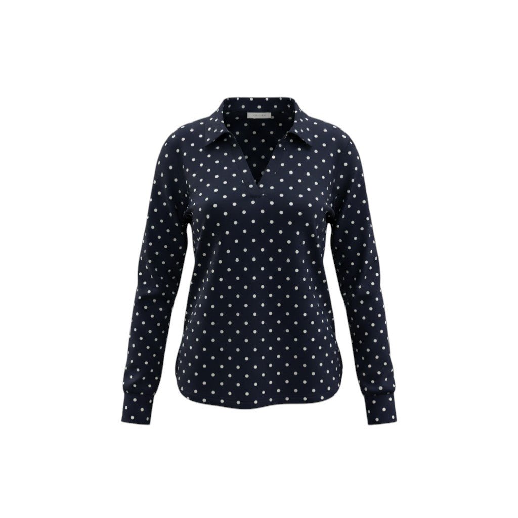 Classic Polka Dot V-Neck Lycra Top (Black & White) -� Size XL