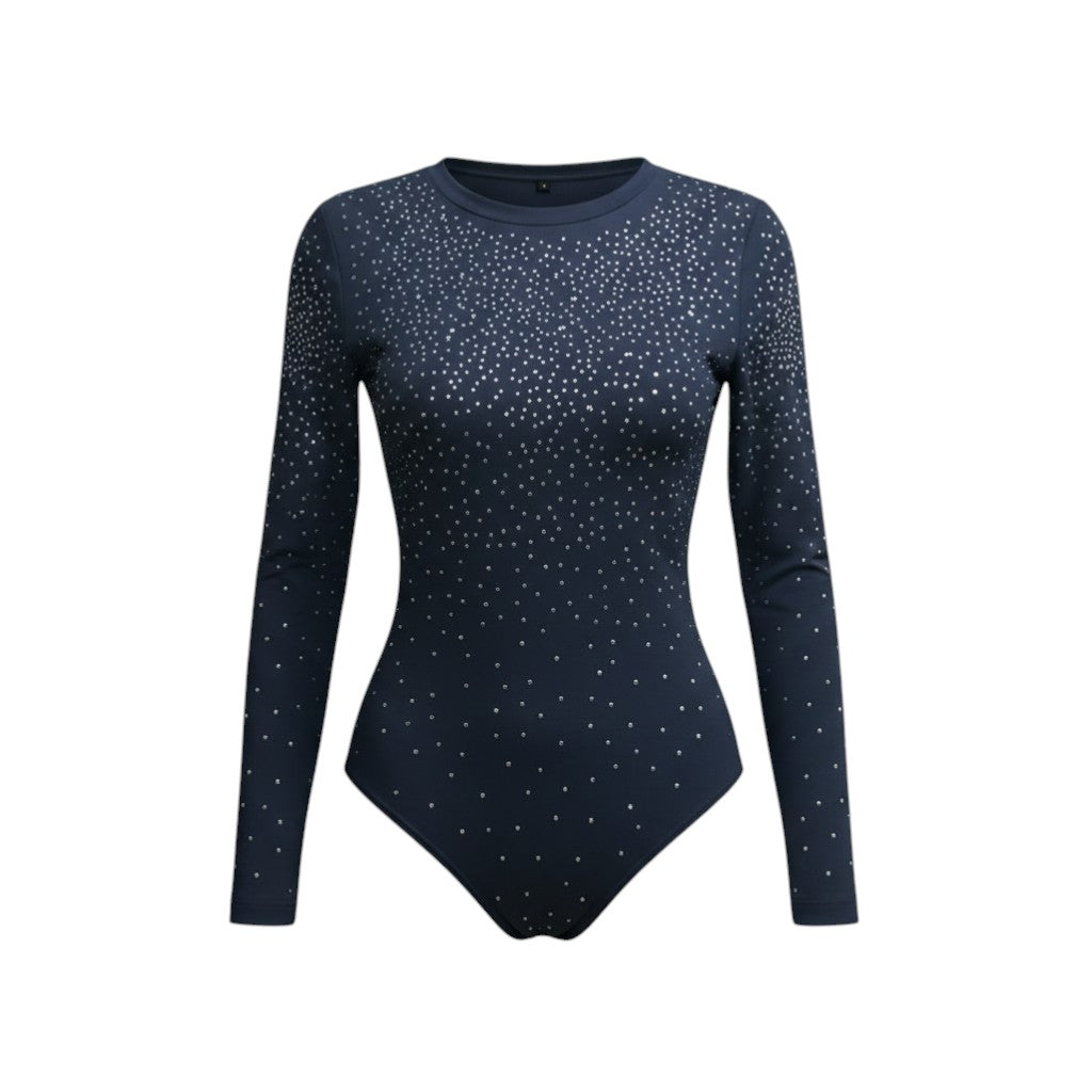 Starry Night Rhinestone Embellished Bodysuit (Midnight Black)