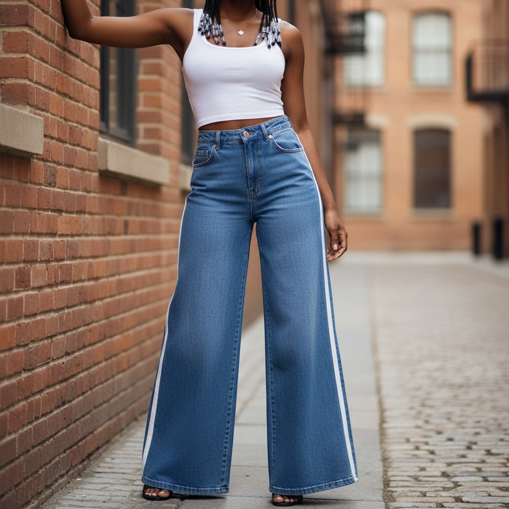 Love Soho White-Stripe Baggy Denim
