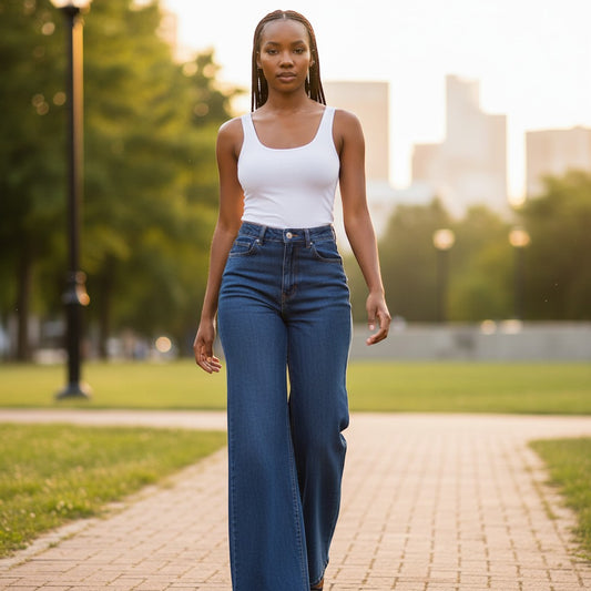 Classic High-Waisted Wide-Leg Denim
