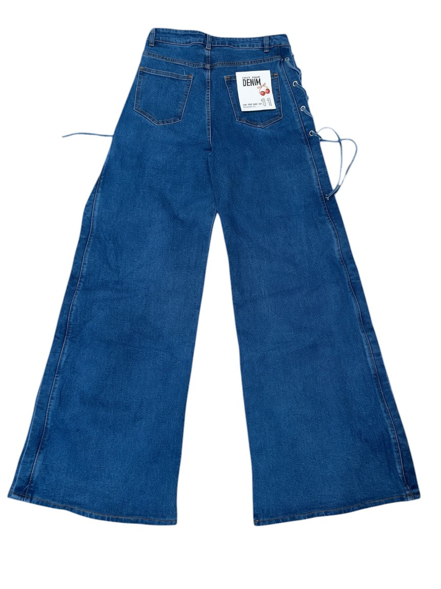 Love Soho Lace-Up Wide Leg Denim