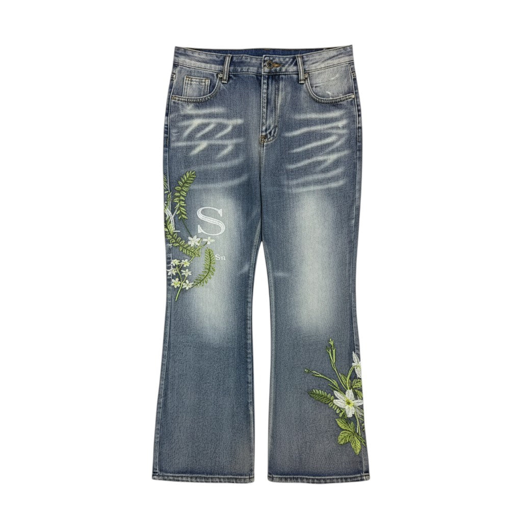 Meadow-Stitch Flare Jeans