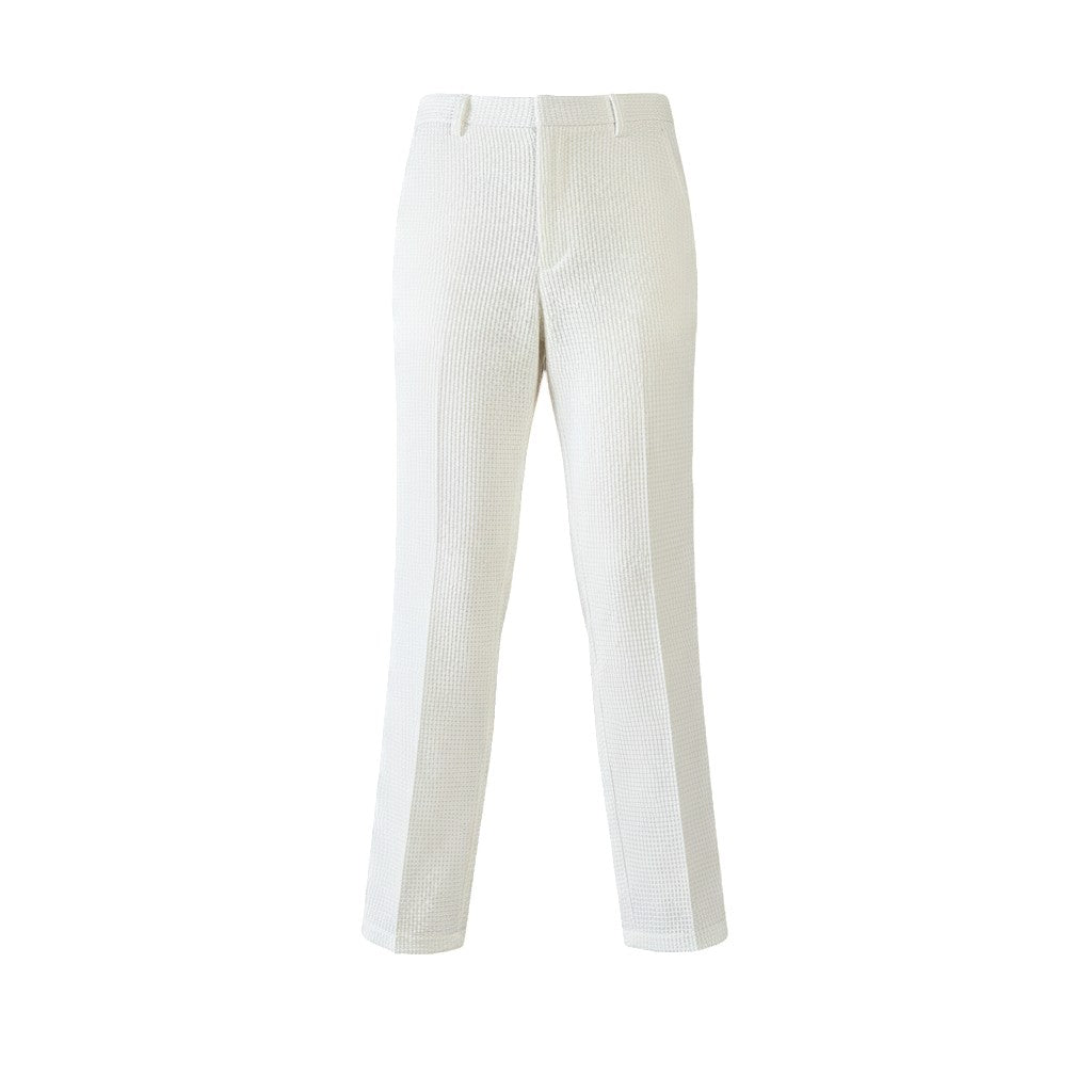 White Honeycomb-Weave Pant Trouser