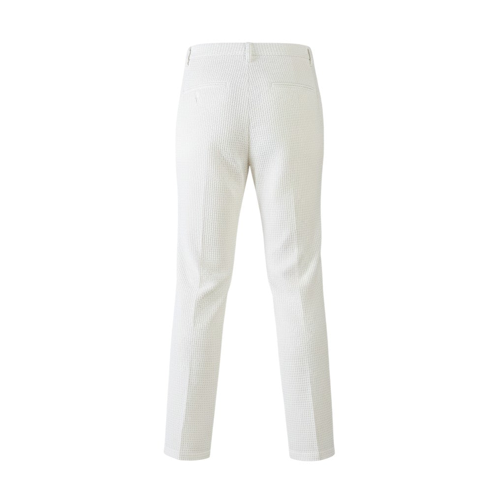 White Honeycomb-Weave Pant Trouser