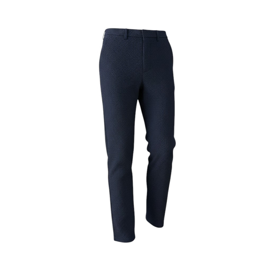Navy Blue Honeycomb-Weave Pant Trouser