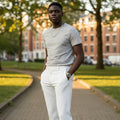 White Honeycomb-Weave Pant Trouser