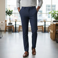 Navy Blue Honeycomb-Weave Pant Trouser
