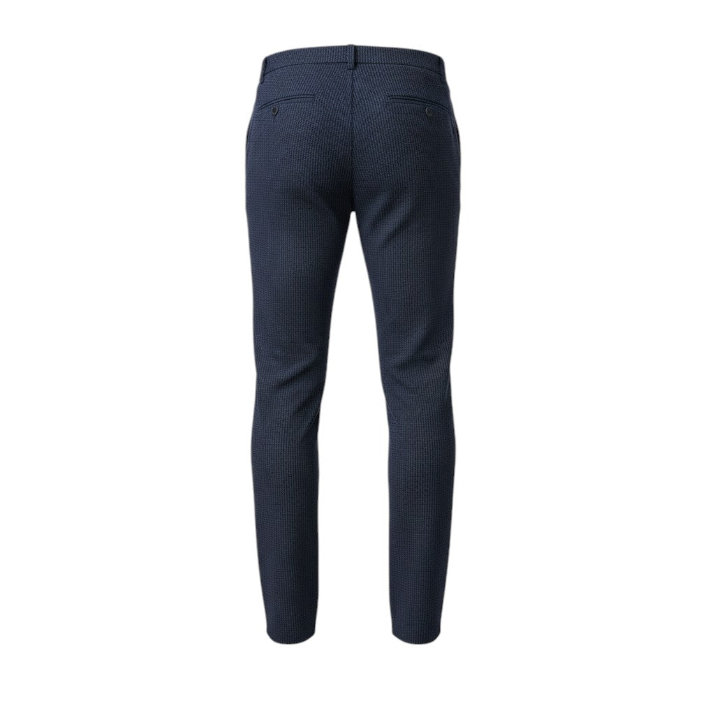 Navy Blue Honeycomb-Weave Pant Trouser
