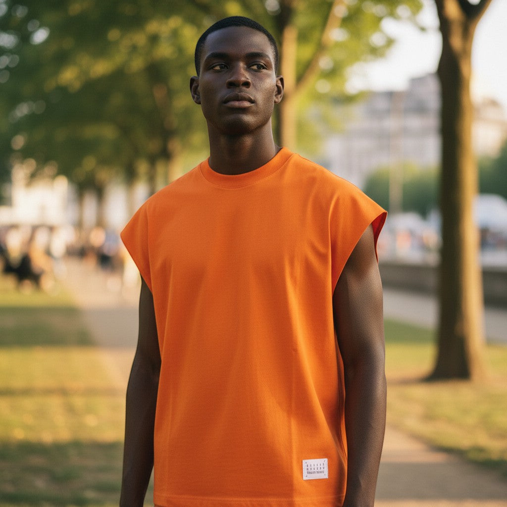 Orange Sleeveless Sweatshirt