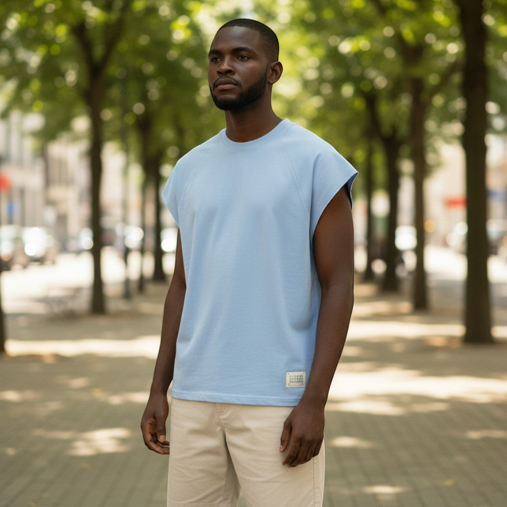 Blue Sleeveless Sweatshirt