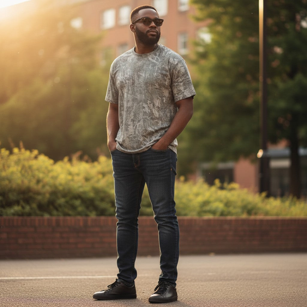 The Slate Grey Abstract Camo Essential Tee (L)