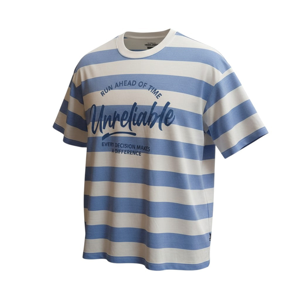 The Sky Blue "Unreliable" Nautical Stripe Tee