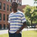 The Sky Blue "Unreliable" Nautical Stripe Tee