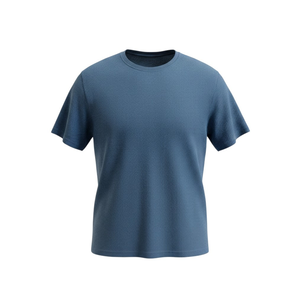 The Indigo Waffle-Knit Essential Tee (L)
