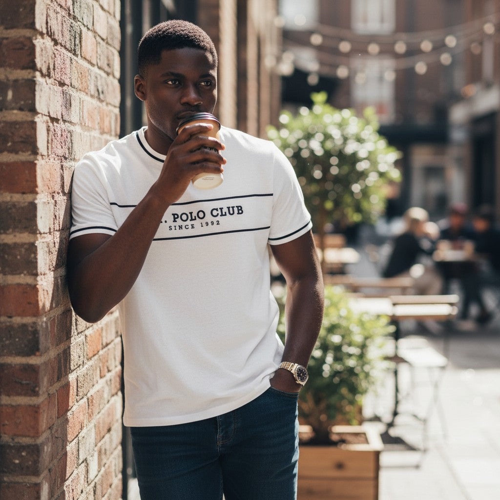 The Ivory N.Y. Polo Club Heritage Ringer Tee