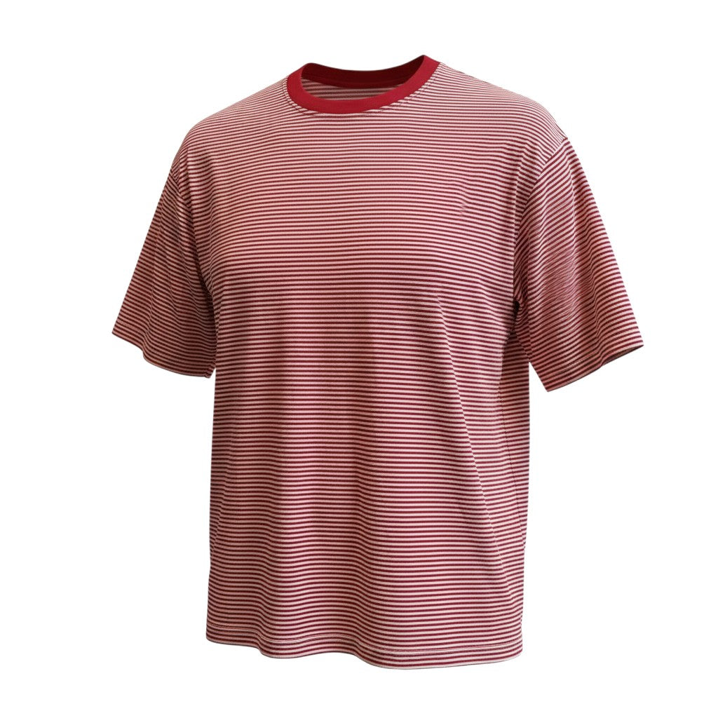 The Crimson Micro-Stripe Essential Tee (XL)