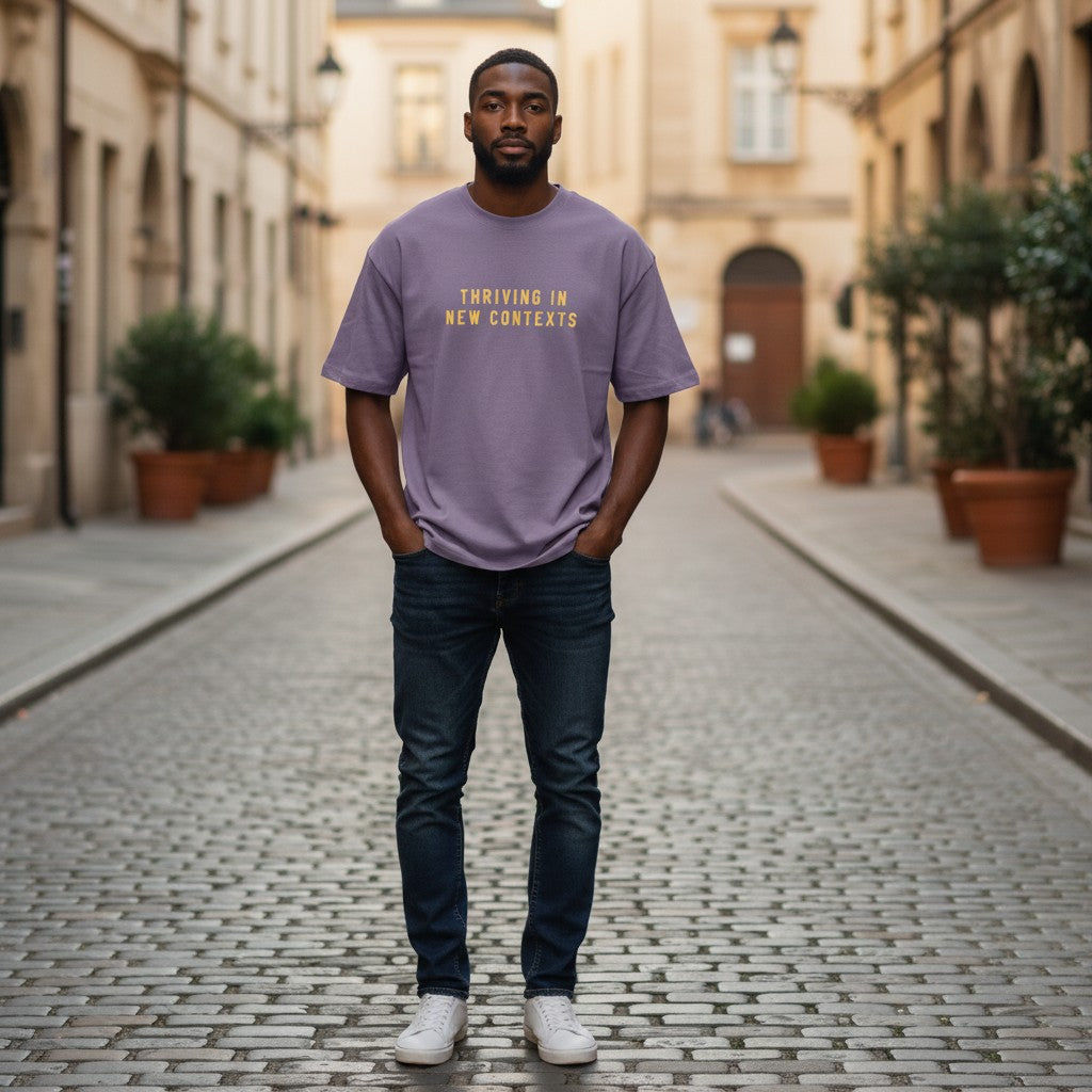 The Dusty Lavender Ribbed Statement Tee (M)