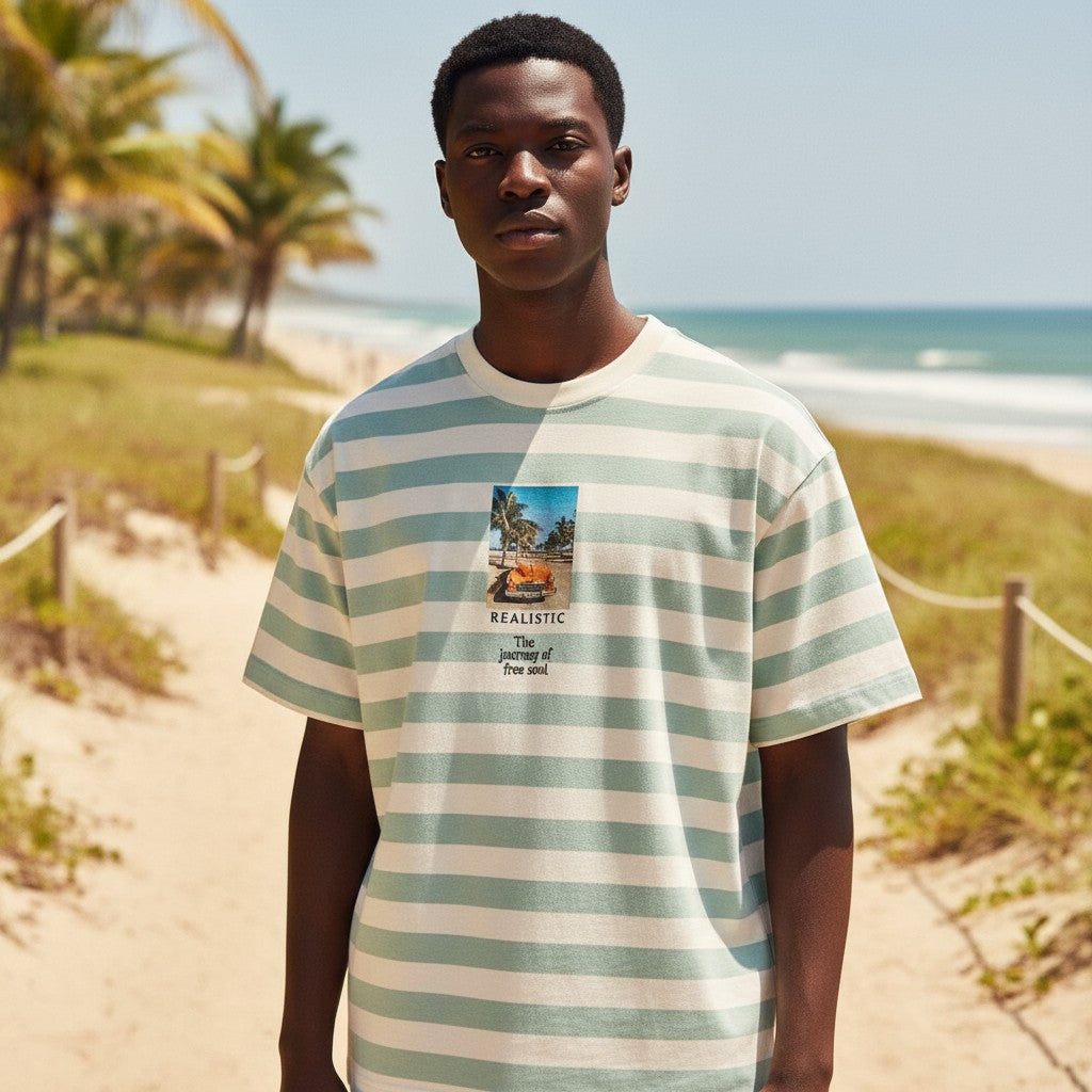 The Mint Stripe Free Soul Tee (L)