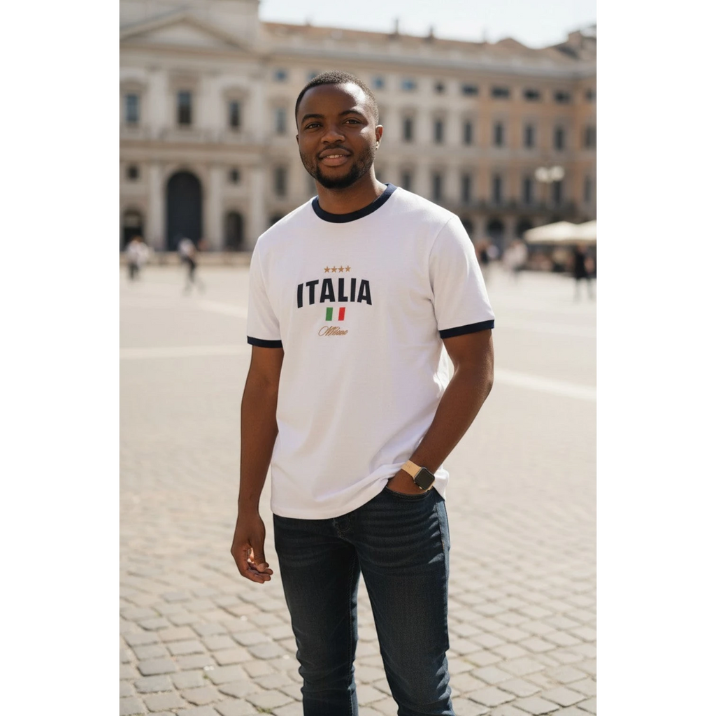 The Optic White "Italia Milano" Heritage Ringer Tee (M)