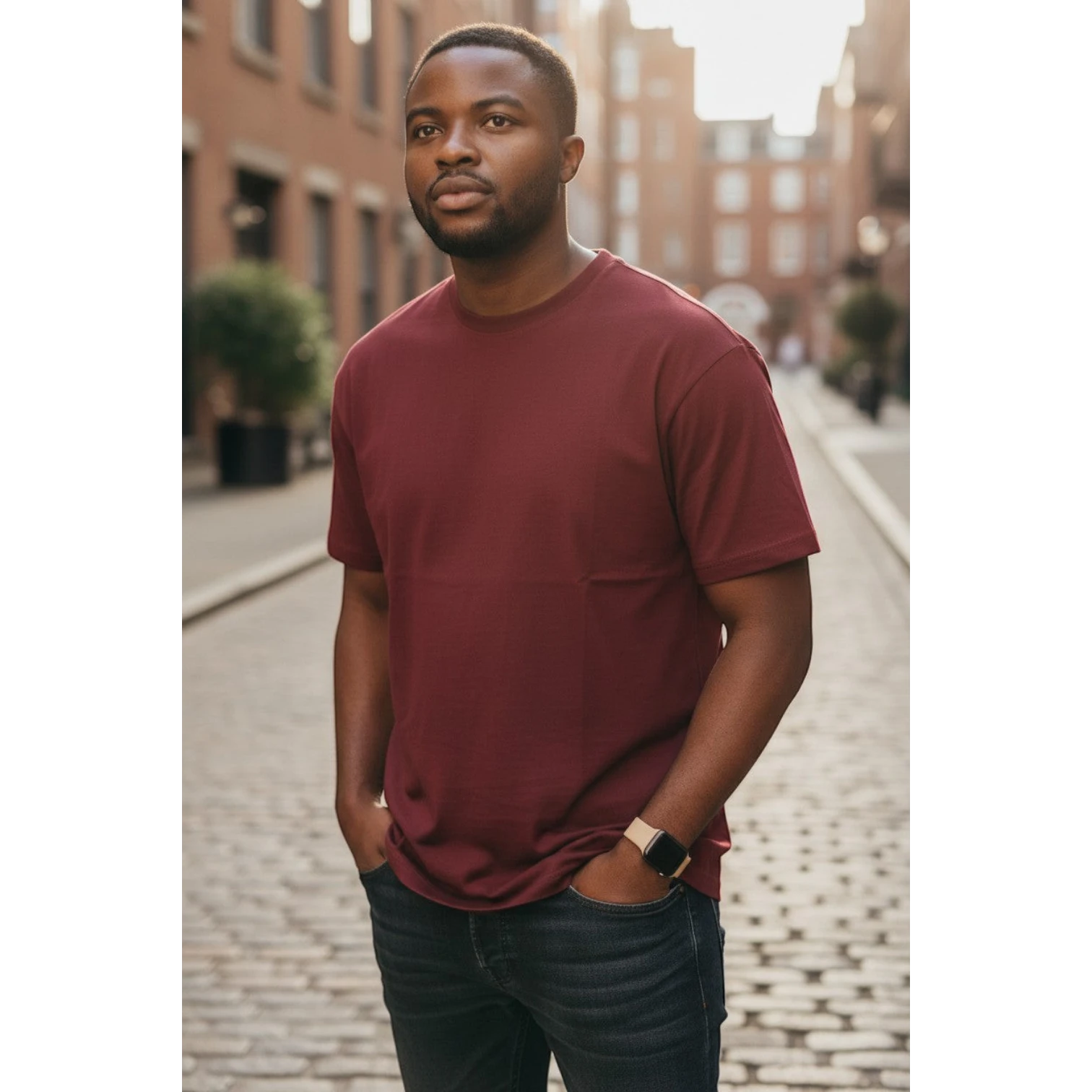 The Burgundy "Abstract Collage" Back-Graphic Tee (L)