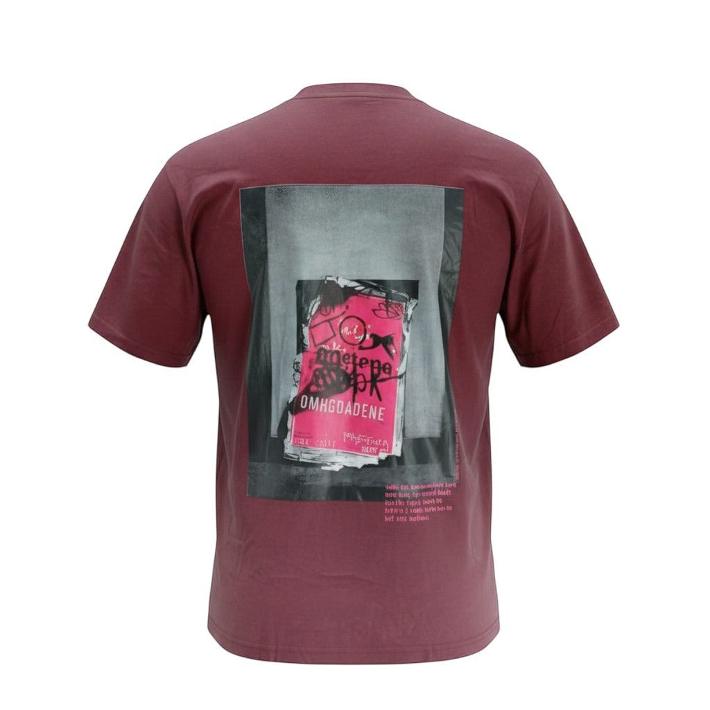 The Burgundy "Abstract Collage" Back-Graphic Tee (L)