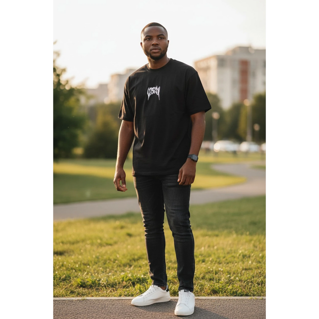 The Jet Black "Vision" Distorted Graphic Tee (M)