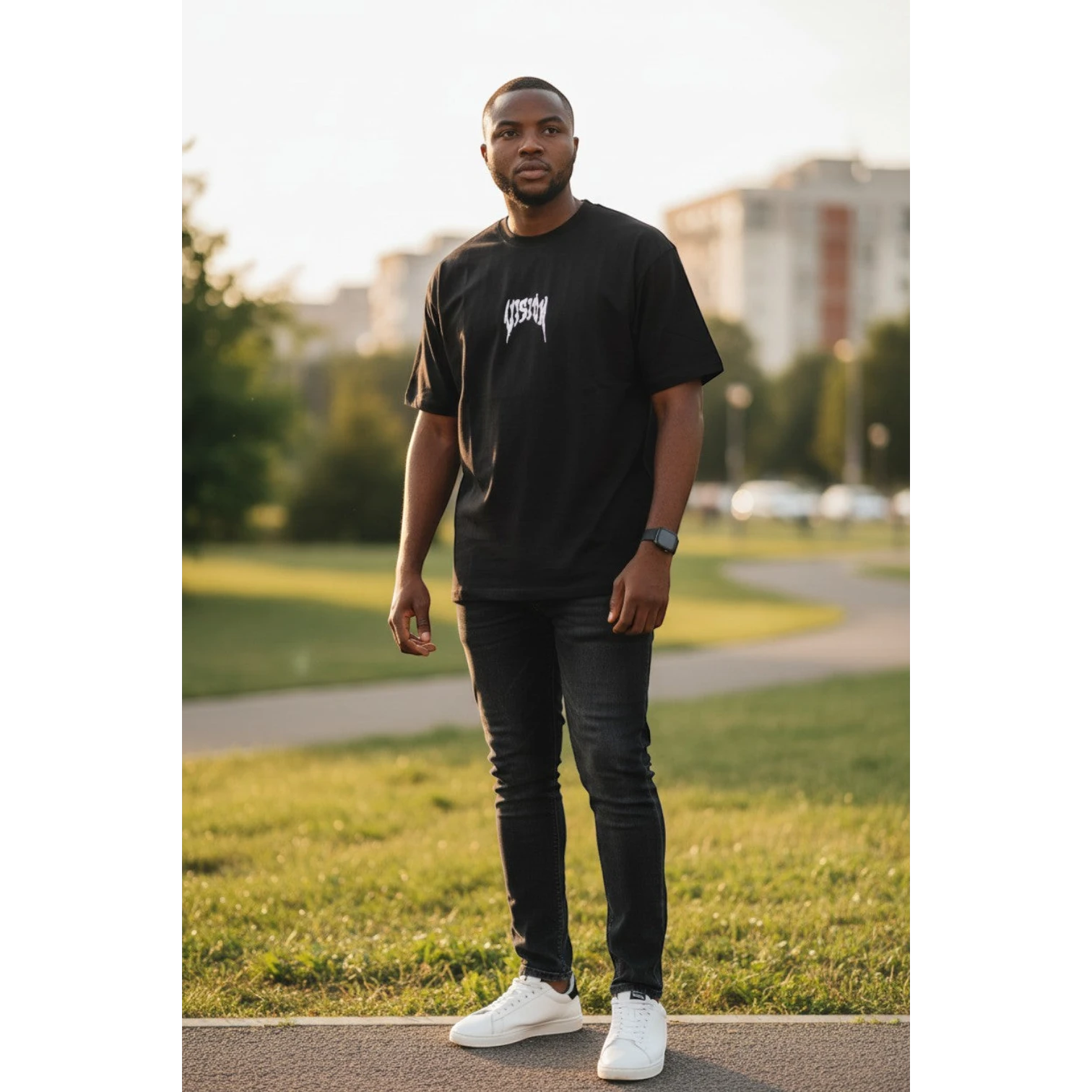 The Jet Black "Vision" Distorted Graphic Tee (M)
