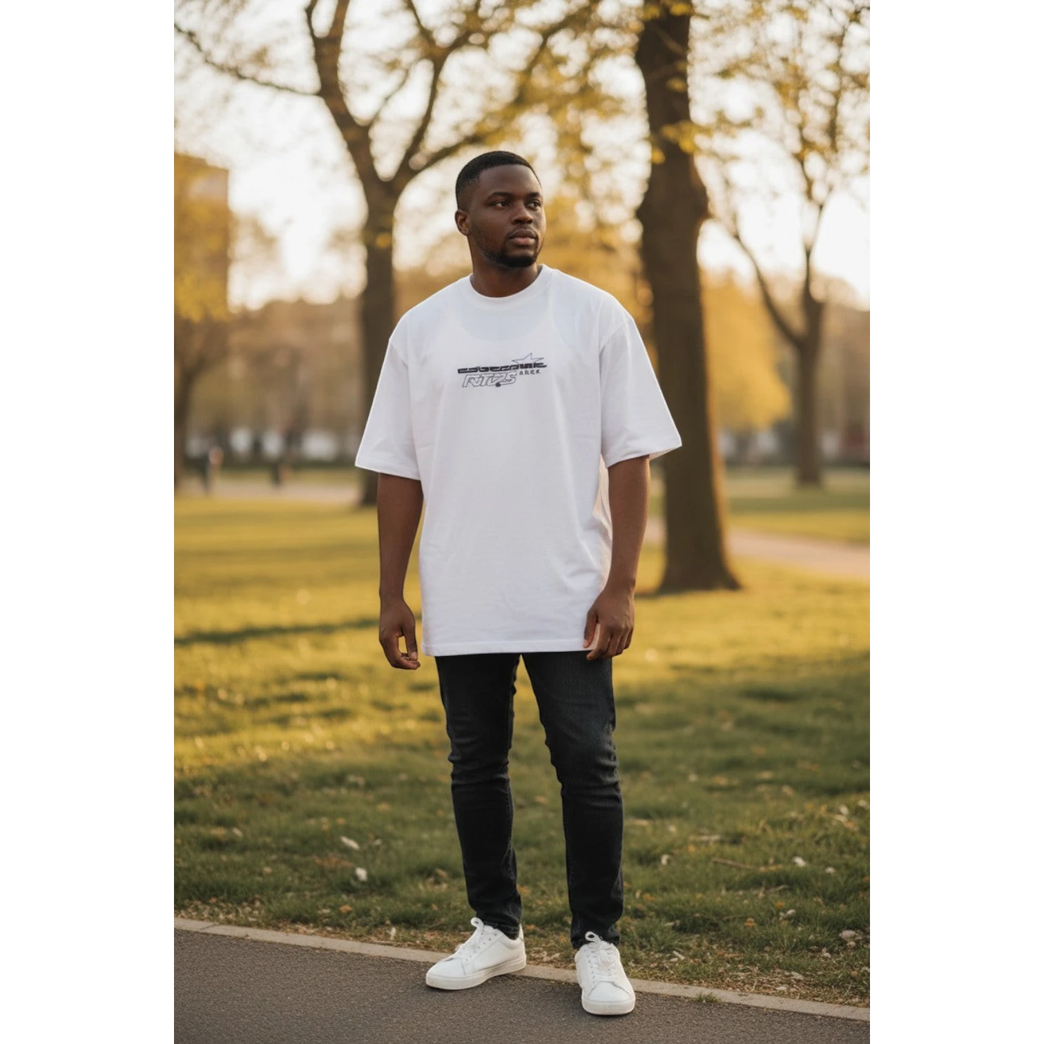 The Optic White "Cyberpunk" Tech-Graphic Tee (M)