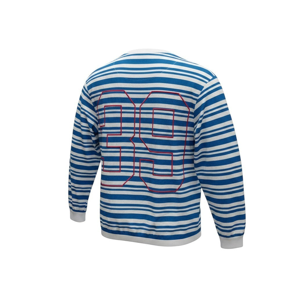 The Royal Blue "Varsity Wing" Striped Long-Sleeve (M)