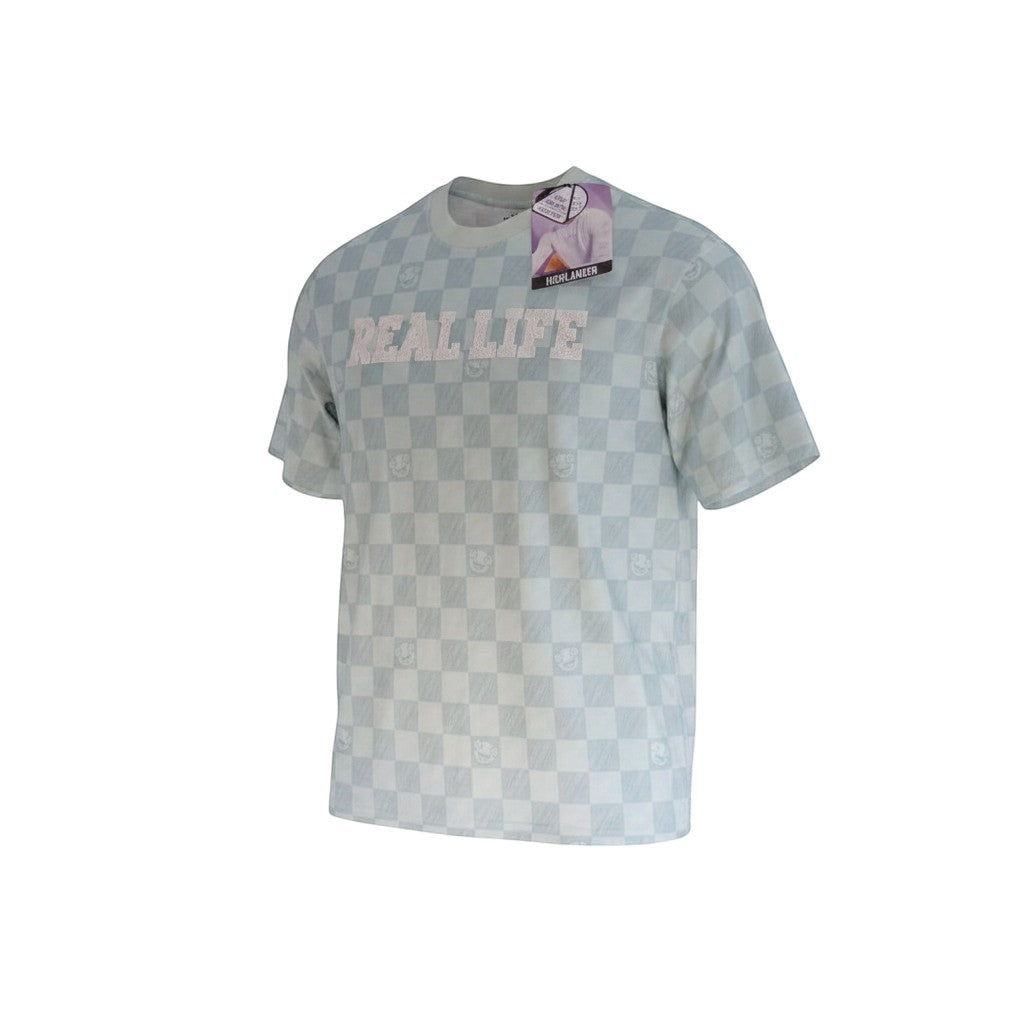 The Sage Checkered "REAL LIFE" Statement Tee (L)