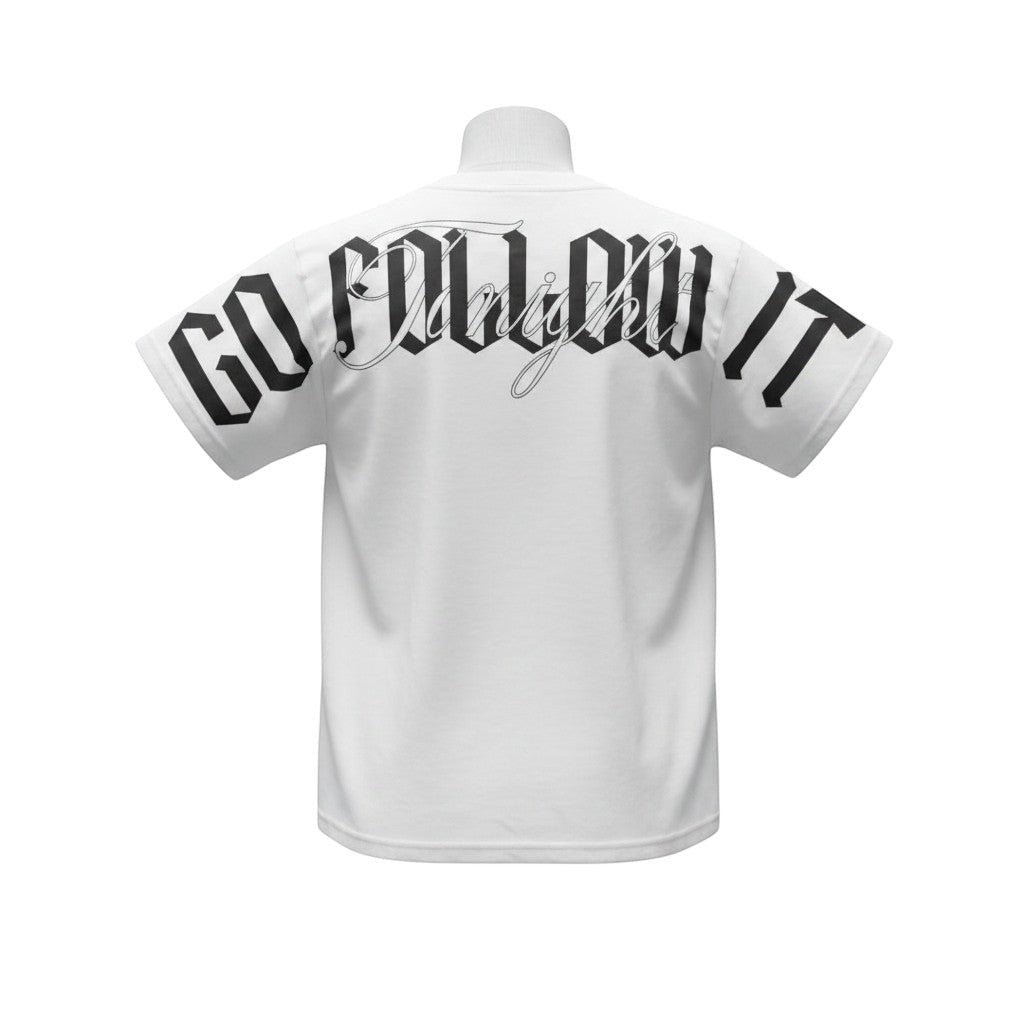 The Optic White "Go Follow It" Gothic Back-Graphic Tee (M)