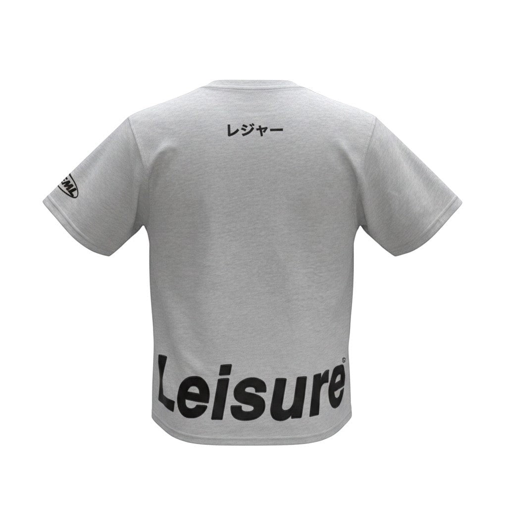 The Heather Grey "Leisure" Japanese-Graphic Tee (L)