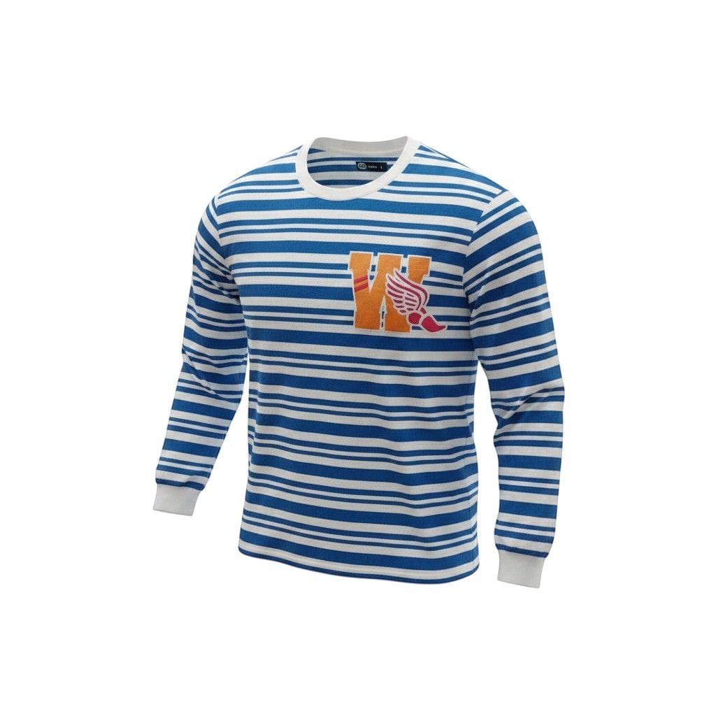 The Royal Blue "Varsity Wing" Striped Long-Sleeve (M)