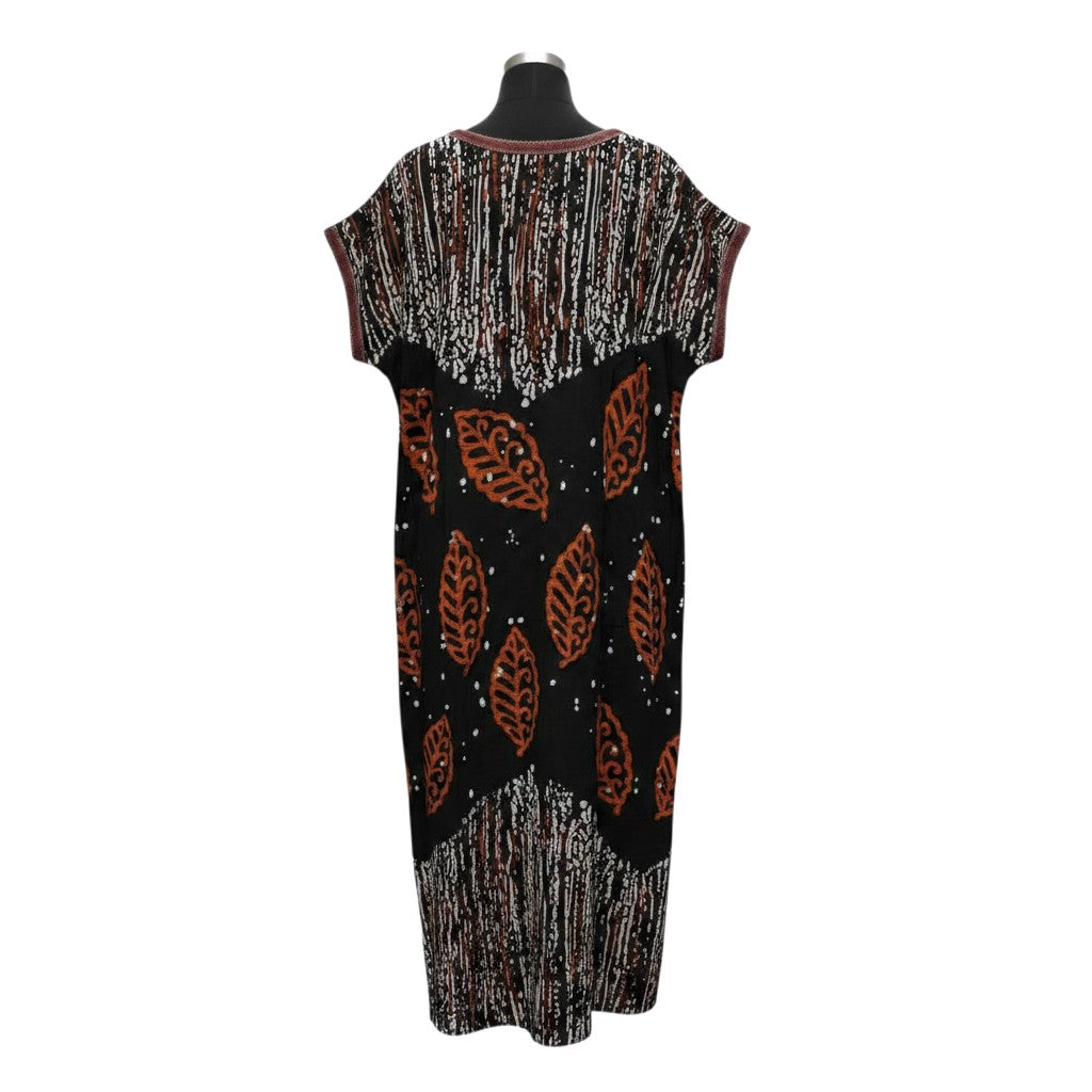 Premium Hand-Dyed Adire Leaf-Print Bubu (Free Size)