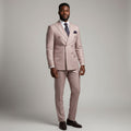 Beige Pinstripe Double-Breasted Peak Lapel Suit