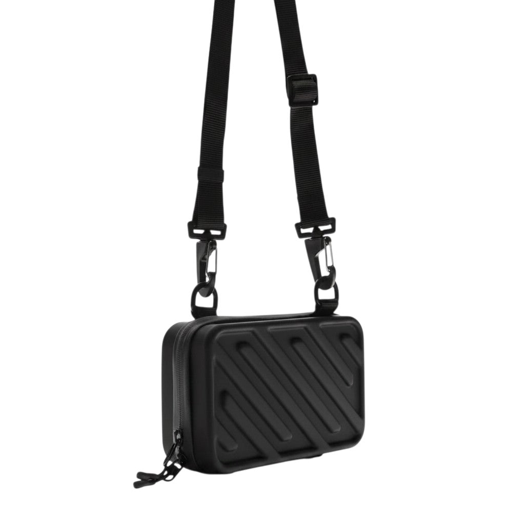 Black Hard-Shell Structured Crossbody Bag