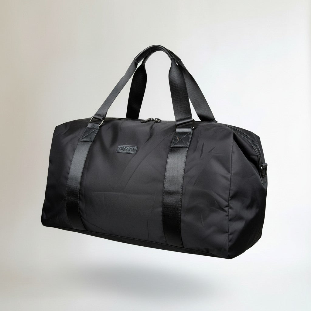 Black Nylon Duffle Travel Bag
