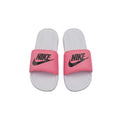 White Pink Logo Strap Ribbed Men's Slides