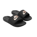 Black White Logo Strap Ribbed Men's Slides