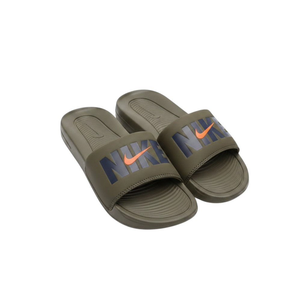 Olive Green Logo Strap Ribbed Men's Slides