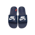 Navy Blue Slide Logo Strap Ribbed Men's Slides