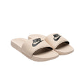 Sand Beige Black Logo Strap Ribbed Men's Slides